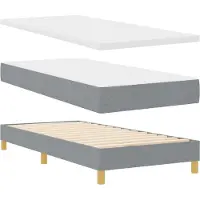 vidaXL Lit boxspring avec tête de lit, gris clair, 200 x 90 cm, tissu