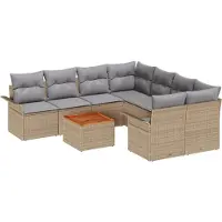 vidaXL Ensemble de canapés de jardin , 9 pièces, couleur beige et gris clair, capacité pour 8 personnes