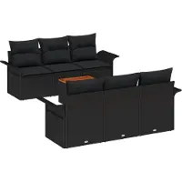 vidaXL Ensemble canapé de jardin avec coffre de rangement 7 pièces Noir Poly-rotin
