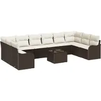 vidaXL Ensemble de canapés de jardin marron 55 x 55 x 37 cm en polyrotin