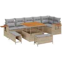 vidaXL Ensemble de canapé de jardin avec coussins 11 pcs Beige et gris clair Poly-Rotin