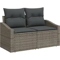 vidaXL Ensemble de canapés avec coussins avec mémoire 7 pcs Gris Poly-Rotin