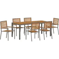 vidaXL Ensemble de salle à manger de jardin 7 pièces gris et marron en polyrotin