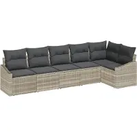 vidaXL Ensemble de canapés de jardin avec coussins, 6 pièces, gris clair, en polyrotin