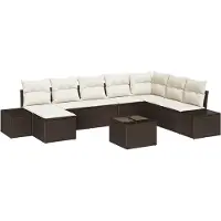 vidaXL Ensemble de canapé de jardin avec coussins 8 pcs brun et crème Poly-Rotin