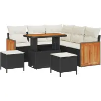 vidaXL Ensemble de canapés de jardin , 9 pièces, 6 places, noir et crème