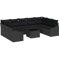 vidaXL Ensemble de canapés de jardin avec rangement, noir, en polyrotin