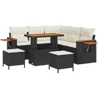 vidaXL Ensemble de canapé de jardin avec coussins 9 pcs noir et crème poly rotin