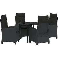 vidaXL Salon de jardin avec coussins 5 pcs noir Poly-Rattan