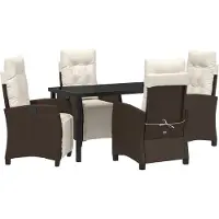 vidaXL Ensemble de salle à manger de jardin avec coussins 5 pièces Marron Poly-rotin
