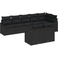 vidaXL Ensemble de canapés de jardin , 8 pièces, noir, en résine tressée