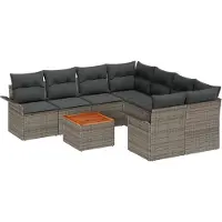 vidaXL Ensemble de canapé de jardin avec mémoire 9 pcs Gris Poly-Rotin