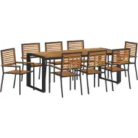 vidaXL Ensemble de jardin pour repas, 9 pièces, noir et marron, en résine tressée