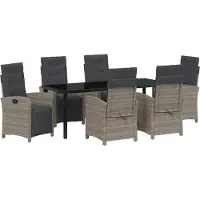 vidaXL Salon de jardin avec coussins 7 pcs Gris Poly-Rotin