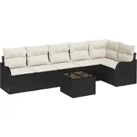 vidaXL Ensemble de canapés de jardin en polyrotin noir