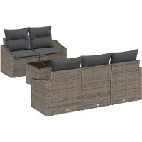 vidaXL Ensemble de canapés avec coussins avec mémoire 6 pcs Gris Poly-Rotin