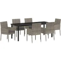 vidaXL Salon de jardin avec coussins 7 pcs Gris Poly-Rotin