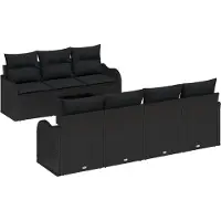 vidaXL Ensemble de canapés de jardin , noir, 55 x 55 x 37 cm, en rotin synthétique