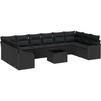 vidaXL Ensemble de canapés de jardin , noir, 55 x 55 x 37 cm, en rotin synthétique