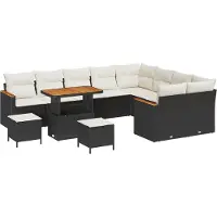 vidaXL Ensemble de canapé de jardin avec coussins avec coussins 12 pcs noir Poly rotin