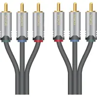 Sinox beslag HD Premium - Câble vidéo - vidéo composante - RCA x 3 (hane) à RCA x 3 (hane) - 1.5 m - skärma (1.50 m), Câble vidéo, Noir, Gris