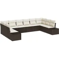 vidaXL Ensemble de canapés de jardin avec coussins (10 pièces), marron et crème, en polyrotin