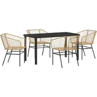vidaXL Ensemble de jardin 5 pcs brun Poly-Rattan