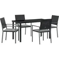 vidaXL Ensemble de salle à manger de jardin 5 pièces Noir et gris clair Rattan PE