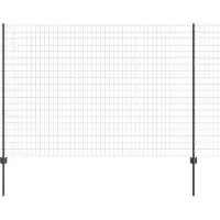 vidaXL Clôture européenne avec poteaux, 10 x 1,5 m, acier revêtu de PVC, gris