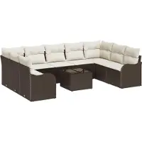 vidaXL Ensemble de canapés de jardin en rotin synthétique marron