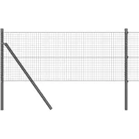vidaXL Clôture en fil métallique soudé, ancrée au sol, 50 x 0,4 m, grise, type filet