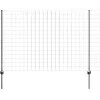vidaXL Clôture européenne avec poteaux, 10 x 1,6 m, acier revêtu de PVC, gris