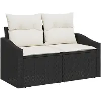 vidaXL Canapé de jardin avec coussins 123 x 62 x 69 cm en polyrotin