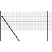vidaXL Clôture en fil métallique soudé, ancrée au sol, 25 x 0,5 m, couleur grise, type filet