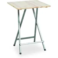 FUN STAR Table d'appoint Natura en pin, 80 x 80 cm, structure en acier gris, plateau de table de jardin en bois de pin naturel