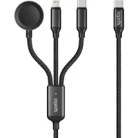 EPICO Spello 3in1 Câble USB-C vers USB-C, Lightning et Apple Watch 1,2m - Noir