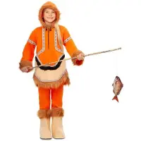 MOM Eskimo Girl Costume Orange 7-9 Years Enfants