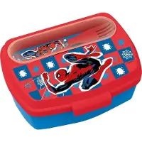 TECHSALES Vehicule Porteur Boîte à Sandwich Rouge Marvel pour Enfants en Plastique Spiderman Spiderman avec Cuillère et Fourchette