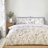 Catherine Lansfield Grasmere Parure de lit réversible avec Housse de Couette et taies d'oreiller Motif Floral Lilas King