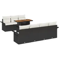 vidaXL Ensemble de canapé de jardin avec mémoire 8 pcs noir poly rotin
