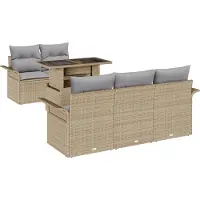 vidaXL Ensemble canapé de jardin avec coussins 6 pièces Beige Poly-rotin