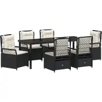 vidaXL Ensemble de jardin 7 pcs noir Poly-Rattan