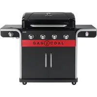 Char-Broil Gas2Coal 2.0 4B Grill Chariot Charbon + gaz naturel Noir, Acier inoxydable, Rouge