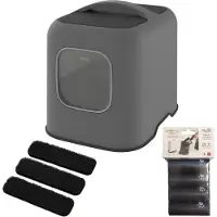 Rotho MyPet MyPet Biala Bac à litière avec capot et pelle / En plastique recyclé - Anthracite