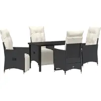 vidaXL Salon de jardin avec coussins 5 pcs noir Poly-Rattan