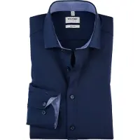 Olymp Homme OLYMP Level Five Body Fit Chemise bleu nuit, Faux uni