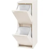 En.casa Armoire de tri 'Sollentuna' avec 2 compartiments basculants en métal 2 seaux de 14 L blanc poivre