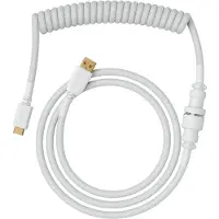 Glorious GMMK Coiled Cable Ghost White, Câble spiralé, USB-C/USB-A - blanc (1.40 m)