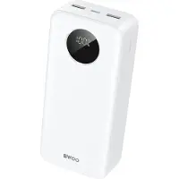 BWOO , Batterie externe 30000mAh USB-C 2xUSB LCD Blanc, Blanc