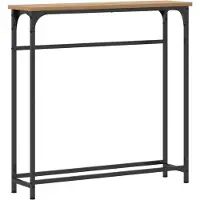 vidaXL Table Console avec étagère chêne artisanal 75 x 19,5 x 75 cm